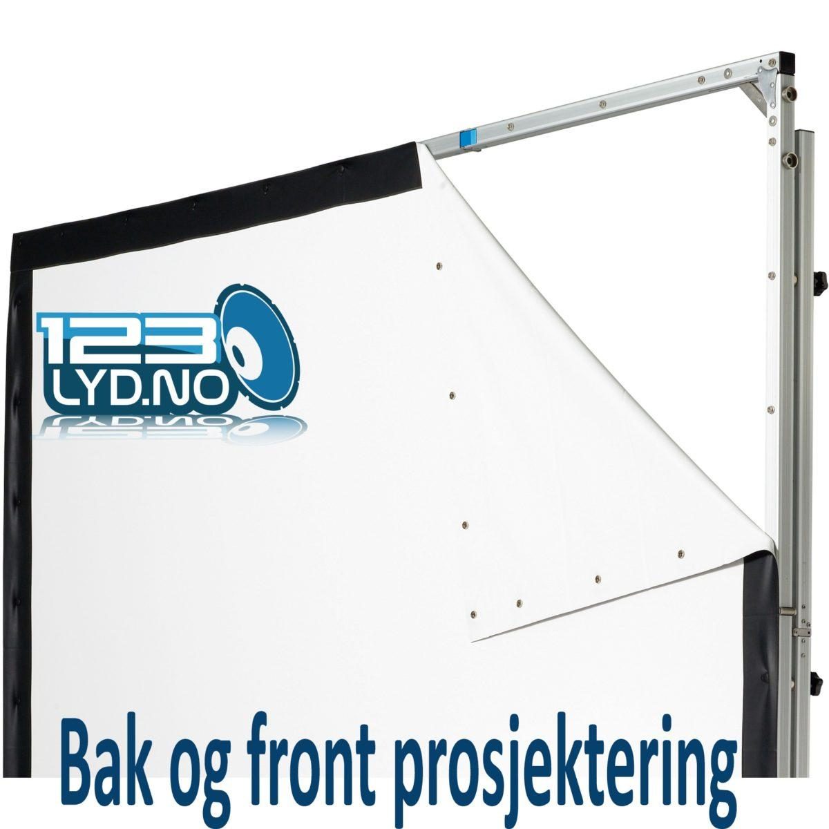 Lerret brukes til front og bak prosjektering 138″ (305x173cm) i 16:9 format