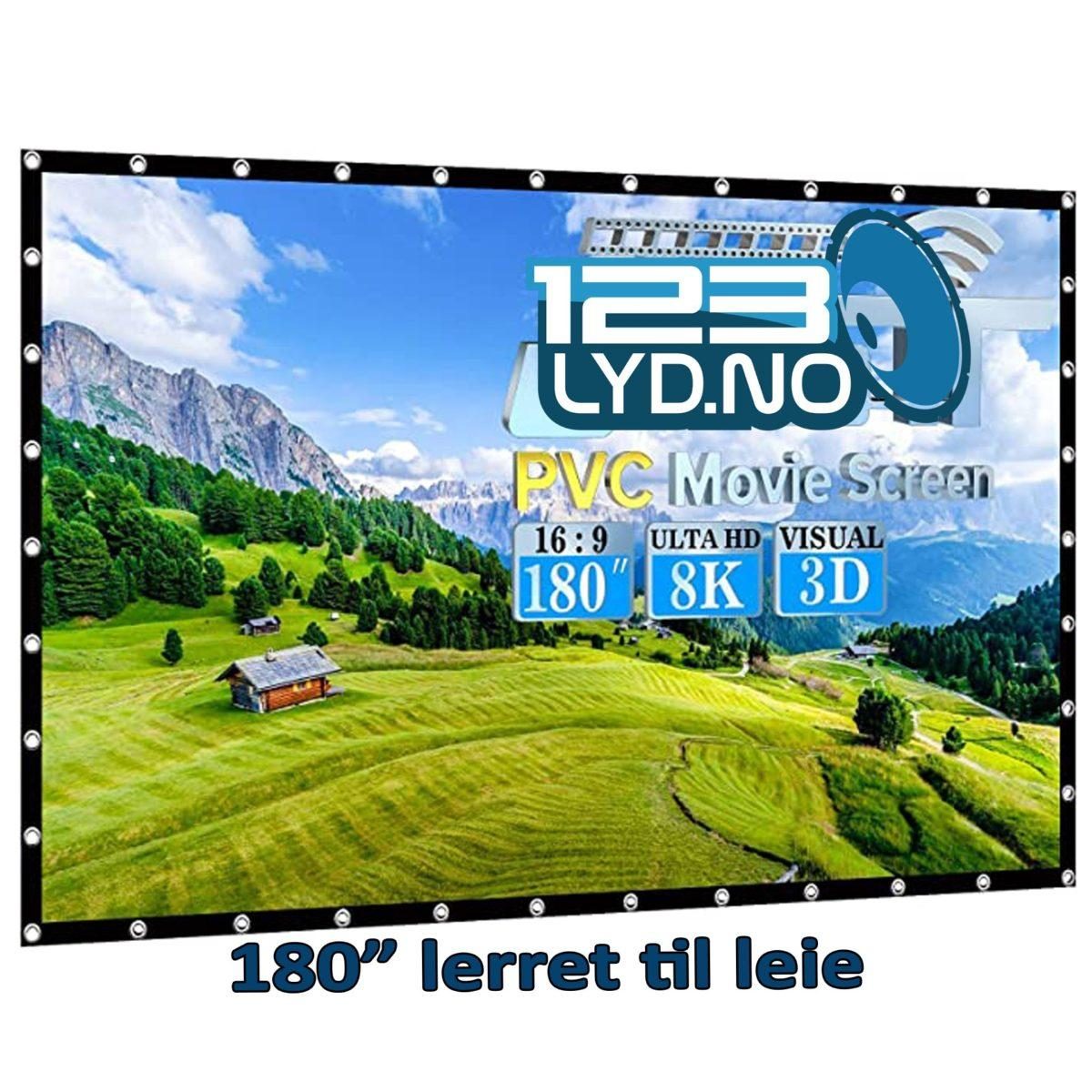 Lerret på 180″ til leie