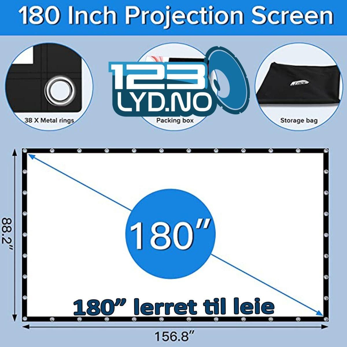 Lerret på 180″ til leie