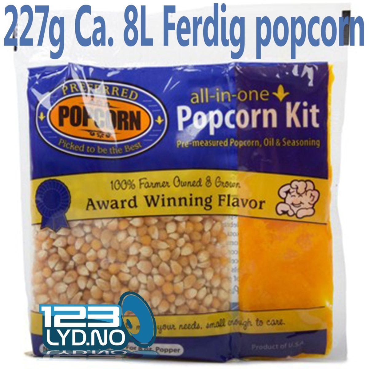 Popcorn porsjonspakning på 227g (8oz) til salg