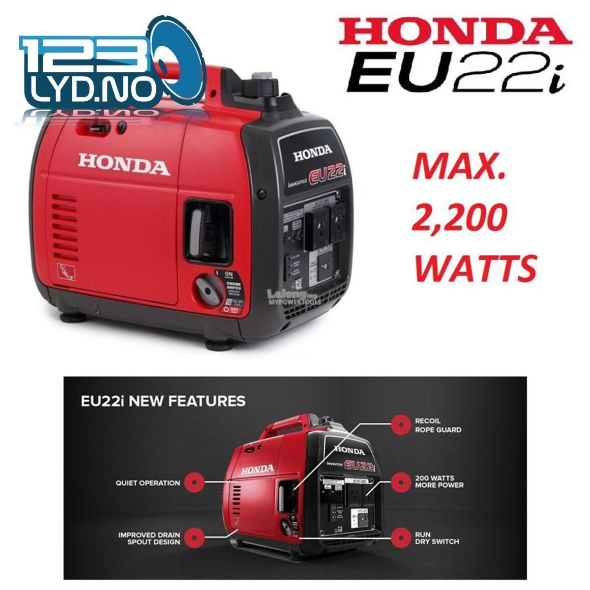 Leie Honda EU22I aggregat 2200W med mulighet for linking