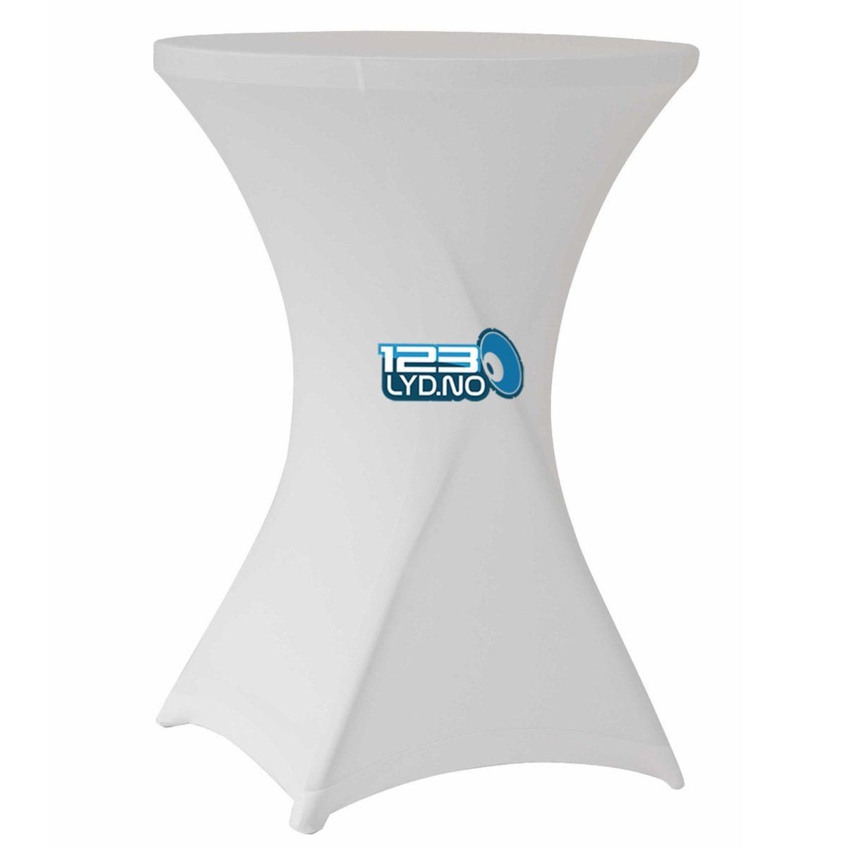 Hvit Spandex / stretch duk til Cocktailbord til leie