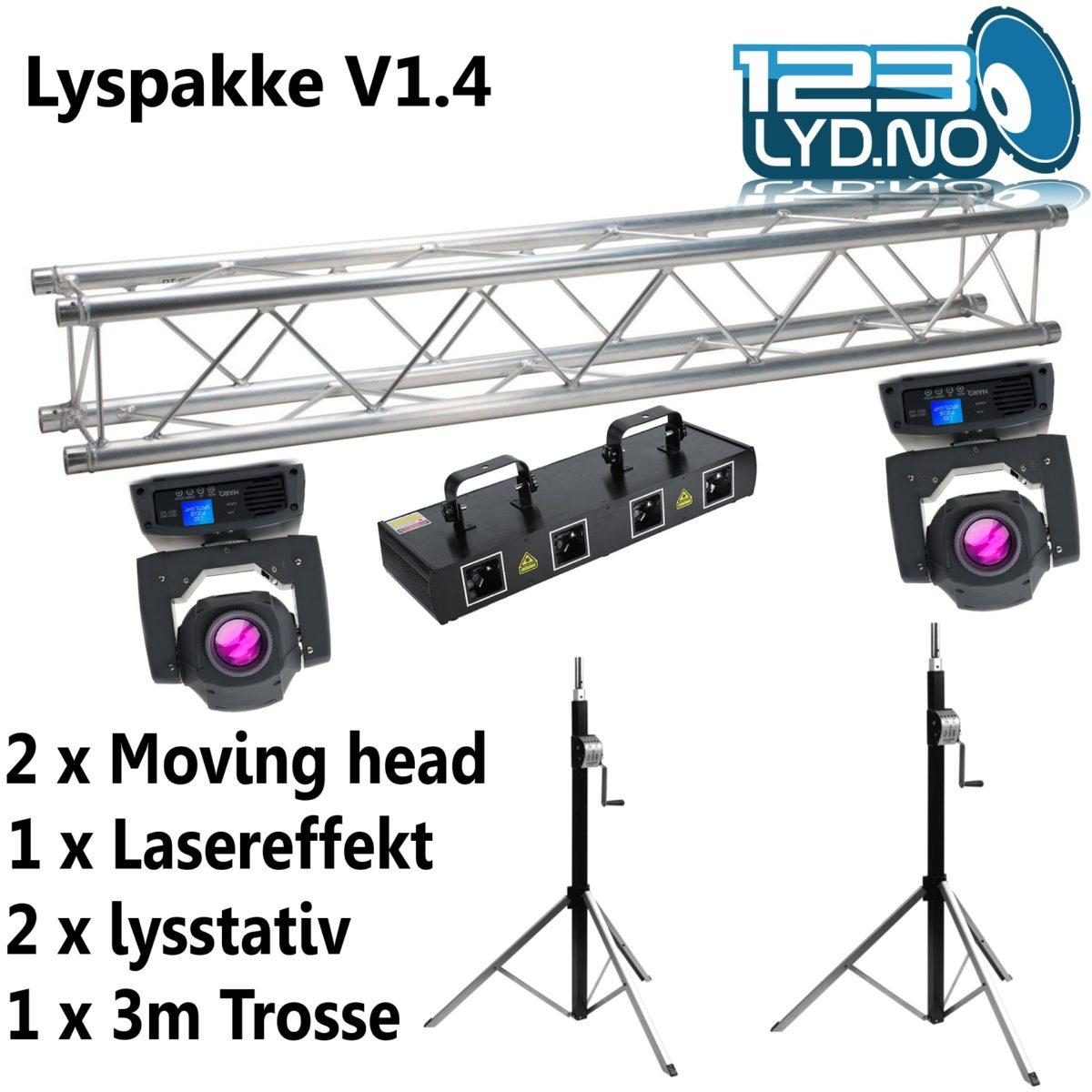 Lyspakke V1.4 med 3 lyseffekter, stativer og trosse