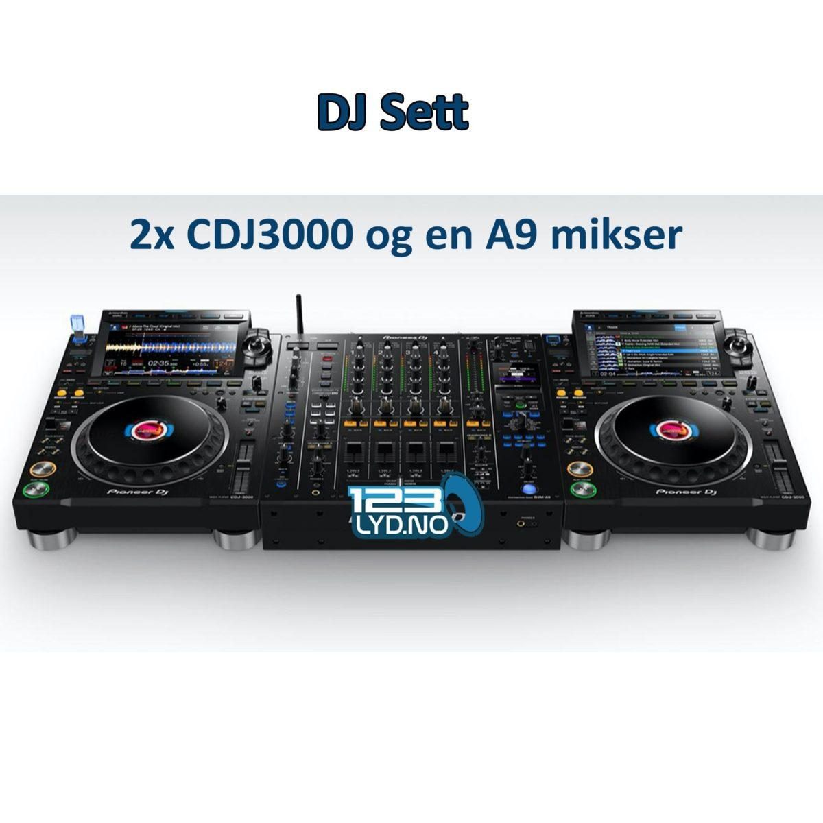 Pioneer DJ sett med 2 stk CDJ3000 og en A9 mikser