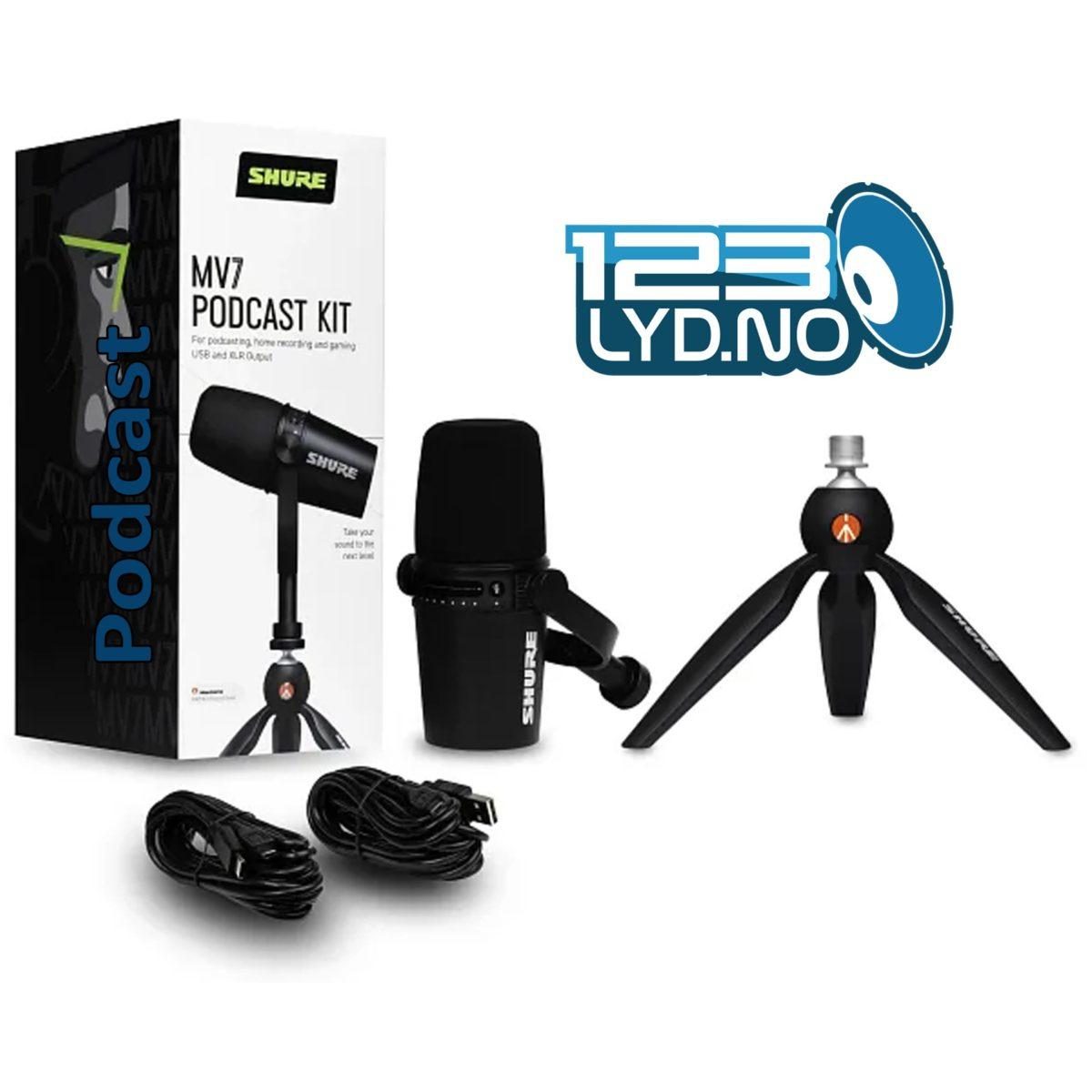 Podcast mikrofon Shure MV7 til leie
