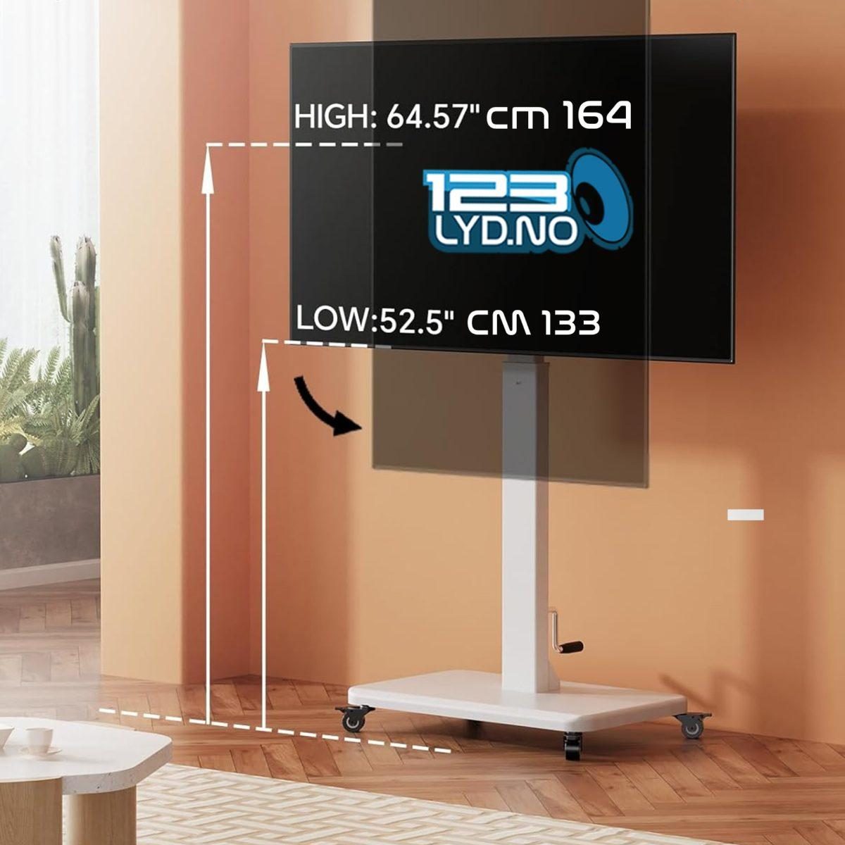 TV Stativ på hjul (hvit) for 42 til 85″ TV V» til leie